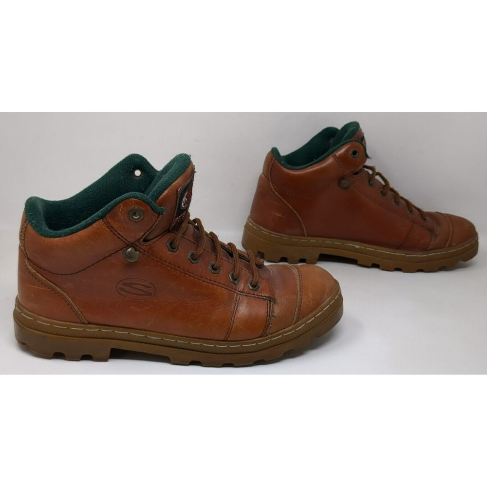 Vintage Y2K Skechers Chunky Ankle‎ Boots Leather Lace Up Brown Shoes Mens Size 9